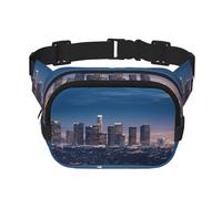 Los Angeles Skyline Bauchtasche für Damen, wasserdicht, verstellbar, Hüfttasche, modisch, lässig, Umhängetasche, Bauchtasche für Laufen, Workout, Wandern, Reisen, Schwarz, Einheitsgröße, Schwarz ,