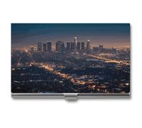 Los Angeles Skyline Visitenkartenetui aus Metall für Männer und Frauen, schlanke Tasche, Geldbörse, mehrere Brieftaschen, professioneller Kartenhalter für Namenskarte, Kreditkarte, Stil,