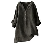 Lose Button-Down-Bluse, Oberteile, Stehkragen, langes, lässiges Damenhemd, Damenbluse Schmuck Damen Silber