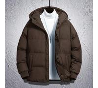 Lose sitzender Herren Kapuzen-Reißverschluss-Steppmantel ohne Pullover