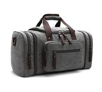 LOSMILE Canvas Reisetasche,40L-50L Weekender Tasche Sporttasche Handgepäck für Damen und Herren mit der Großen Kapazität. (Grau)