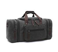 LOSMILE Canvas Reisetasche,Weekender Tasche Sporttasche Handgepäck für Damen und Herren mit der Großen Kapazität. (Schwarz)