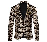 LOSSLO Anzug Herren Regular Fit,Blazer Herren Langarm,Sakko Herren Sportlich Leoparde Anzugjacket EIN Knopf Herrenjacke Männer Anzugjacken für Freizeit Business Party Hochzeit Abschlussball Karneval