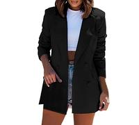 LOSSLO Blazer Damen Elegant,V Ausschnitt Longblazer Damen Herbst,Langarm Anzug Damen Business Mantel Anzüge Einfarbig Wintermantel Lang Arbeit Büro Jacke mit Taschen Frauen Revers Anzugjacke Elegant