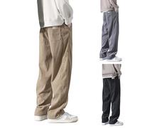 LOSSLO Cordhose Herren Baggy Hose Stretch mit Gummizug Sommer Freizeithose Lang Jogginghose Loose fit Modern Herrenhose Bequem Stoffhose Leichte Sommerhose Lose Gerade