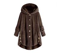 LOSSLO Fleecejacke Damen mit Kapuze,Winterjacke Damen Warm,Teddyjacke Damen Winter Sweatjacke Teddy-Fleece Kapuzenjacke Hoodie Mantel Jacken Kapuzenpullover Vintage Plüschjacke Lang Übergangsjacke