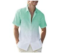 LOSSLO Hawaii Hemd Herren Kurzarm Sommer Hawaiihemd mit Brusttasche Button Down Kurzarmhemd Mit Farbverlauf Leichtes Casual Herrenhemd Mode Freizeithemd für Männer Urlaub Strandhemd