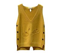 LOSSLO Pullunder Damen Ärmellos,Strickpullunder Elegant Strickweste V Ausschnitt Einfarbig Strick Tank Top Kurz Freizeit Sweater Freizeit Lose Stricken Weste Winter Herbst Strickpullover