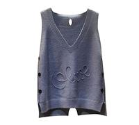 LOSSLO Pullunder Damen Ärmellos,Strickpullunder Elegant Strickweste V Ausschnitt Einfarbig Strick Tank Top Kurz Freizeit Sweater Freizeit Lose Stricken Weste Winter Herbst Strickpullover