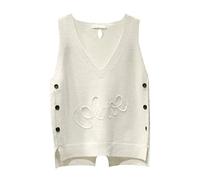 LOSSLO Pullunder Damen Ärmellos,Strickpullunder Elegant Strickweste V Ausschnitt Einfarbig Strick Tank Top Kurz Freizeit Sweater Freizeit Lose Stricken Weste Winter Herbst Strickpullover