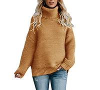 LOSSLO Rollkragenpullover Damen Oversize,Pullover Damen Winter,Strickpullover Damen Rollkragen Strickpulli Langarm Pulli Lose Oberteile Elegant Warm Winterpulli Tops Outwear Longpullover für Frauen