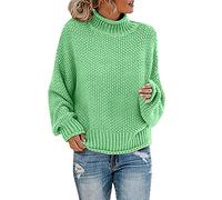 LOSSLO Rollkragenpullover Damen Oversize,Pullover Winter Strickpullover Rollkragen Strickpulli Langarm Grobstrickpullover Elegante Pulli Oberteil Winterpulli mit Strickmuster Langarmshirts