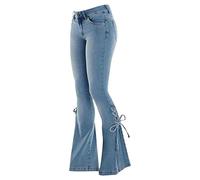 LOSSLO Skinny Jeans Damen, Sexy Slim Fit Denim Hosen Mittlere High Waist Jeanshose Weites Bein Flared Hose Trendy Hose Casual Jeanshosen Bell Bottom Wide Leg Jeanshosen