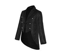 LOSSLO Steampunk Herren Frack,Mittelalter Kleidung Viktorianische Jacke Gothic Mantel Gehrock Mäntel Jacquard Festlich Anzug Schwarz Viktorianischen Punk Männer Halloween Karneval Kostüm