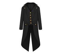 LOSSLO Steampunk Herren Frack,Mittelalter Kleidung Viktorianische Jacke Gothic Mantel Gehrock Mäntel Patchwork Waistcoat Viktorianischen Trenchcoat Punk Männer Fasching Halloween Karneval Kostüm