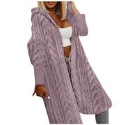 LOSSLO Strickjacke Damen Lang mit Kapuze -Strickmantel WinterGrobstrickjacke Oversize Longstrickjacke Strickcardigan Langarm Grobstrick Cardigan Einfarbig Strickjacken Mantel Kapuzenjacke