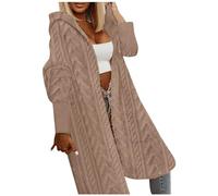 LOSSLO Strickjacke Damen Lang mit Kapuze -Strickmantel WinterGrobstrickjacke Oversize Longstrickjacke Strickcardigan Langarm Grobstrick Cardigan Einfarbig Strickjacken Mantel Kapuzenjacke