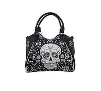 Lost Queen Gothic Rockabilly Skull Pentagramm Umhängetasche Handtasche Geldbörse, Schwarz