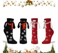 Lot de 2 Paires Christmas Socks With Magnetic Arms, Socken Arme Magnet, Happy Socks Christmas Herren, Fuzzy Socks Christmas, Funny Christmas Sock, Gift for Women and Men, Red/Black Schal