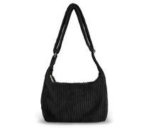 LOTEZAVA Crossbody Bag Damen Umhängetasche, Cord Tasche Casual Hobo Schultertasche Moon Bag Halbmond Tasche mit Verstellbarer Schultergurt, Stylische Handtasche für Arbeit, Reisen, Alltag (S-Black)