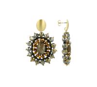 LOTT.gioielli Ohrringe Oval Crystal Double, Tigereye, marble green/gold, S, vergoldet