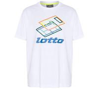 Print-Shirt LOTTO, Herren, Gr. L (52/54), weiß (hellweiß), 100% Baumwolle, bedruckt, sportlich, Rundhals, Kurzarm gerader Abschluss, Shirts, - mit plakativem Frontprint (74946342-L) hellweiß