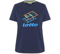 Print-Shirt LOTTO, Damen, Gr. L (40), blau (peacoat), 80% Cotton, 20% Polyester, bedruckt, Rundhals, gerader Abschluss, Shirts, - mit plakativem Frontprint (97580042-L) peacoat