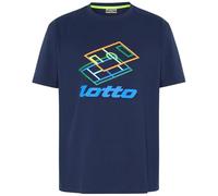 Print-Shirt LOTTO, Herren, Gr. M (48/50), blau (peacoat), 100% Baumwolle, bedruckt, sportlich, Rundhals, Kurzarm gerader Abschluss, Shirts, - mit plakativem Frontprint (40747739-M) peacoat