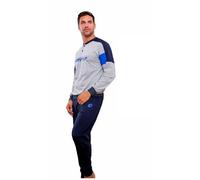 Lotto Herren-Pyjama aus Baumwolle, lang, mercerisiert, leicht, auch in Übergrößen, 1096 Grau, XXXXXL