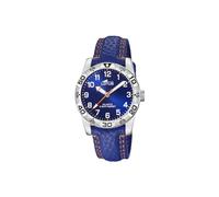 Lotus Analog Kinderuhr für Jungen mit blauem Lederarmband - Quarzwerk - Hochresistentes Mineralglas - Wasserdicht 5 ATM 18665/2 - Mit Geschenkarmband - Junior Collection