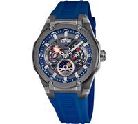 Lotus Herrenuhr 18946/4 Vortex – Mondphase, Edelstahl 316L schwarz, Kautschukarmband blau, 10 ATM
