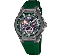 Lotus Analoge Herrenuhr mit Fase Lunar aus Kautschuk Grün