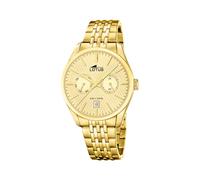 Lotus Armbanduhr Herren Edelstahl Gold 316L - Analoge Herrenuhr Multifunktion mit Datum - Klassische Uhr - Mineralglas - 5 ATM wasserdicht - Quarzuhr 19074/1