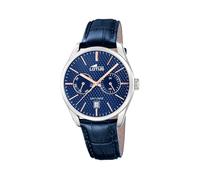 Lotus Armbanduhr Herren Leder Blau - Analoge Herrenuhr Multifunktion mit Datum - Klassisch Elegant - Mineralglas - 5 ATM wasserdicht - Quarzuhr 19073/2