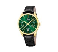 Lotus Armbanduhr Herren Leder Schwarz - Analoge Herrenuhr Multifunktion mit Datum - Klassisch Elegant - Mineralglas - 5 ATM wasserdicht - Quarzuhr 19075/3