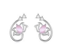 Lotus Blume Ohrringe für Damen Silber 925 Lila Opal Ohrstecker Blume Knorpel Ohrringe Schmuck Geschenke für Frauen Mädchen (Lila Opal)