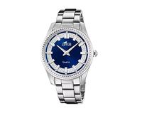 Lotus Damen Armbanduhr aus Edelstahl in der Farbe Silber-Blau 38mm, Wasserdichtigkeit: 5Bar, 18898/4