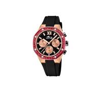 Lotus Damen Uhr Analog aus Schwarzem Kautschuk - Quarz Chronograph - Mineralglas hochresistent - 5 ATM wasserdicht - Special Prices 18877/1
