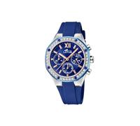 Lotus Damen Uhr Analog aus Blauem Kautschuk - Quarz Chronograph - Mineralglas hochresistent - 5 ATM wasserdicht - Special Prices 18875/2