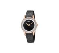 Lotus Damen Uhr Analog aus Edelstahl 316L Schwarz - Quarzwerk - Mineralglas hochresistent - 5 ATM wasserdicht 18828/2 - Trendy