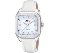LOTUS Damenuhr 18968/2 Square Series Gehäuse aus Edelstahl 316L, silberfarben, Lederarmband, Weiß, beige