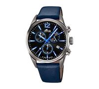 Lotus Herren Analog Uhr Blau Leder - Quarz - Chronograph - Kalender - Mineralglas - 10 ATM Wasserdicht Casual 18683/6 Chrono