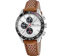 Lotus Uhr Für Herren 18995/1 Chrono Silber Edelstahl Case BraunLeder Band
