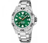 Lotus Herren Armbanduhr in der Farbe Silber und Grün mit Edelstahlarmband, Wasserdichtigkeit: 20bar, Gehäusedurchmesser: 45 mm, 18929/C