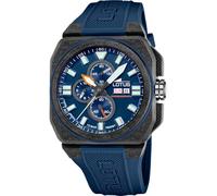 Lotus Uhr Für Herren 18976/3 Chrono Schwarz Kohlefaser Case BlauSilikon Band