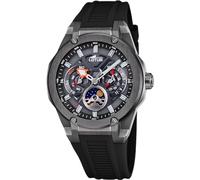 Lotus Herren Analog Uhr Mondphase Kautschuk Schwarz - Quarz - Kalender - Mineralglas - 10 ATM Wasserdicht - Multifunktion 18946/6 Vortex