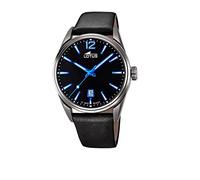 Lotus Herren Analog Uhr Schwarz Leder - Quarz - Kalender - Mineralglas - 10 ATM Wasserdicht Klassische Uhr 18685/6 Minimalist