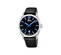 Lotus Herren Analog Uhr Schwarz Leder - Quarz - Kalender - Mineralglas - 10 ATM Wasserdicht Klassische Uhr 18693/6 Minimalist