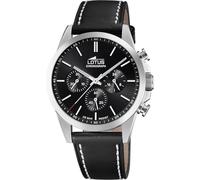 Lotus Herren Analog Uhr Schwarzes Leder - Quarzwerk - Chronograph - Mineralglas mit hoher Widerstandsfähigkeit - Wasserdicht 5 ATM Elegant 18990/4 Chrono