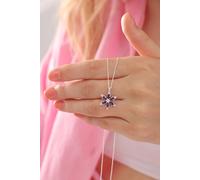 Lotus-Kamelien-Halskette aus 925er-Sterlingsilber mit tropfenförmigem Amethyst-Stein